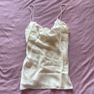 Zara Slip Top Cowl Front Cami Women XS White Partly Lined Y2k 90s Friends Retro